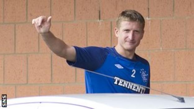 Goian arrives at Rangers training despite the prospect of Third Division football