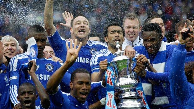 Chelsea celebrate last season's FA Cup win