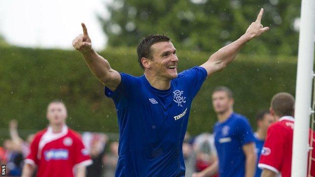 McCulloch celebrates his winning goal for Rangers