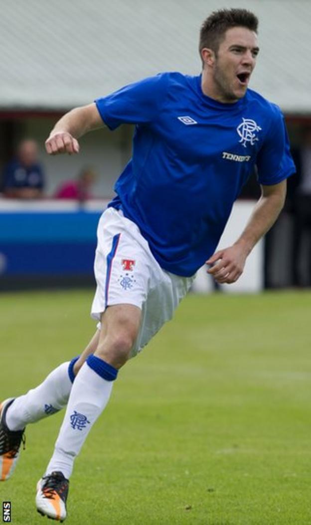 Little celebrates scoring for Rangers on Sunday as they made their Ramsdens Cup debut
