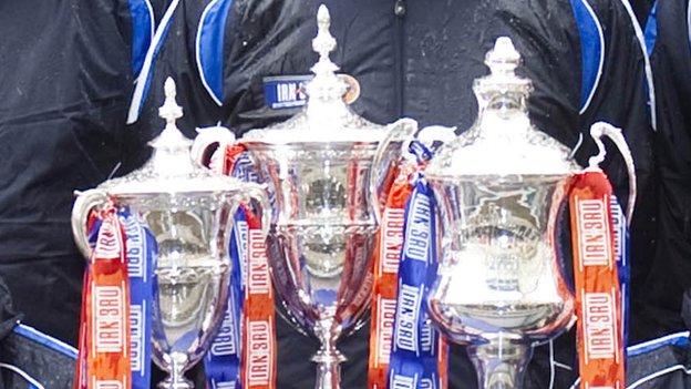The Scottish First, Second and Third Division trophies