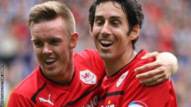 Peter Whittingham (right) celebrates with Cardiff City team-mate Craig Noone
