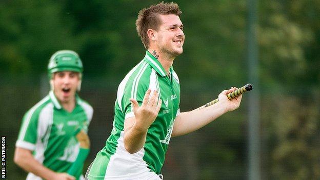Beauly's Marc Maclachlan celebrates his goal while Jack Macdonald looks on