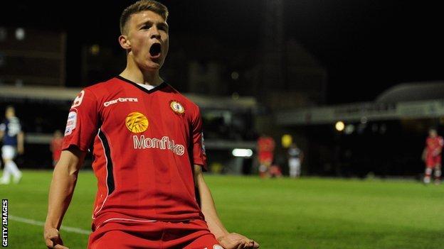 Max Clayton in action for Crewe