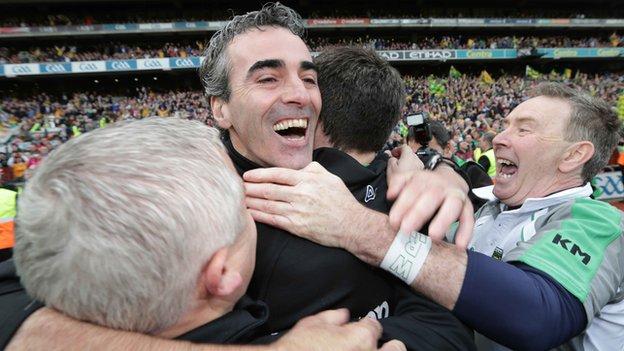 Donegal manager Jim McGuinness celebrates at Croke Park