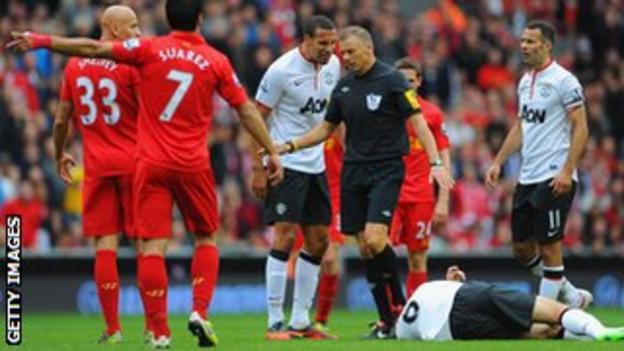 Liverpool's Jonjo Shelvey ahead of being sent off after a tackle on Manchester United's Jonny Evans