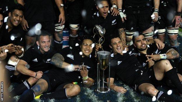 New Zealand celebrate their Rugby Championship win