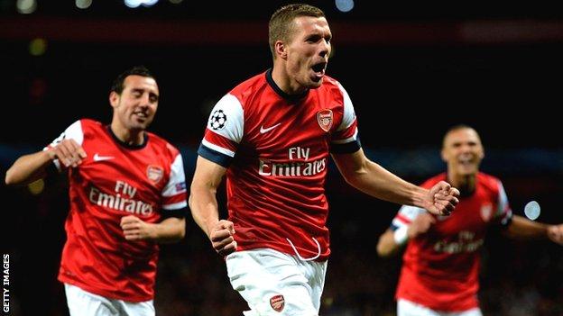 Lukas Podolski celebrates