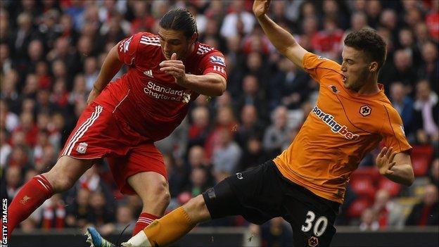 Matt Doherty in action for Wolves against Liverpool last season