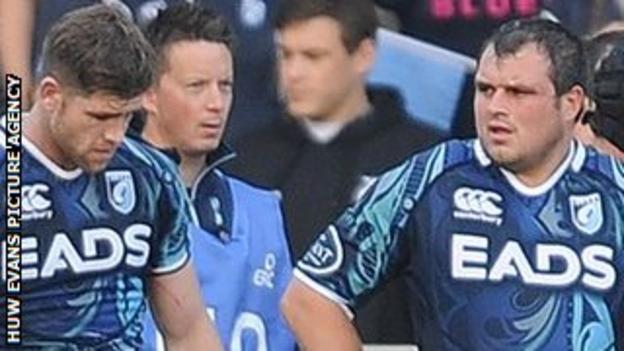 Cardiff Blues are dejected at Sale where they led 24-9 after 38 minutes only to lose 34-33 in the Heineken Cup