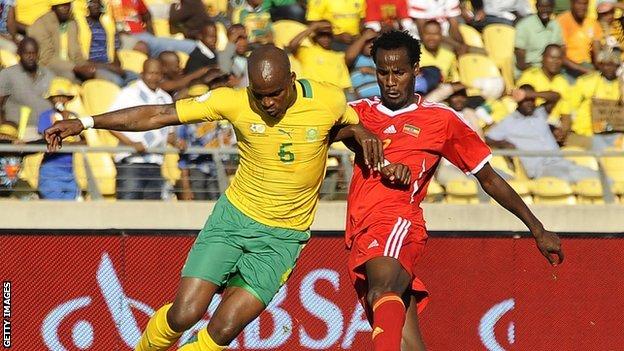 South Africa's Morgan Gould (L) and Ethiopia's Saladin Said during World Cup qualifier in June