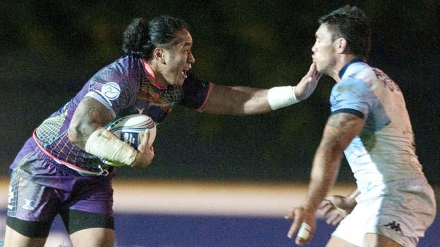 Dragons centre Andy Tuilagi takes on the Bayonne defence
