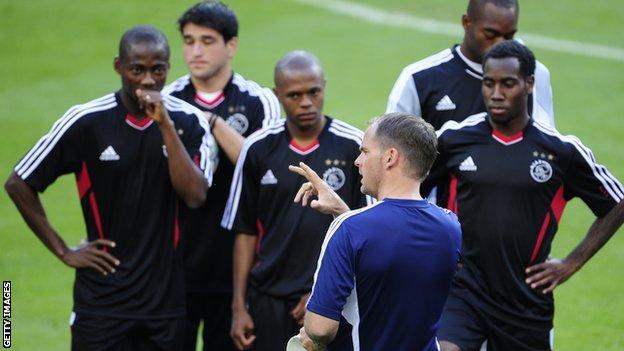 Ajax manager Frank de Boer talks to his squad before their game with Real Madrid last season