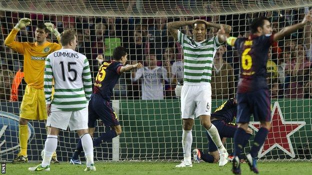 Celtic lost out to an injury-time goal in Barcelona