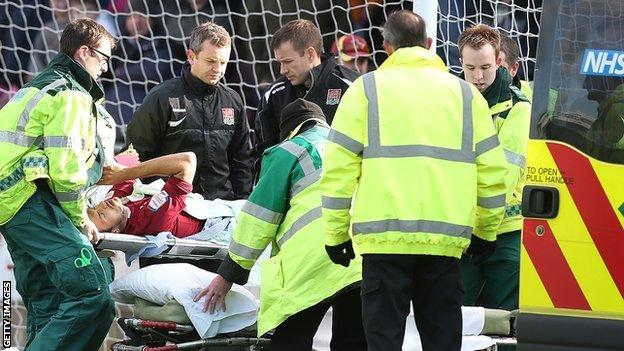 Northampton Town's Alex Nicholls has surgery on broken leg - BBC Sport