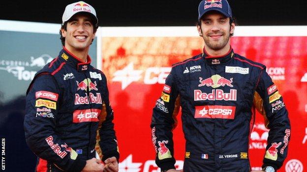 Daniel Ricciardo (left) and Jean-Eric Vergne