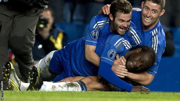 Victor Moses celebrates for Chelsea
