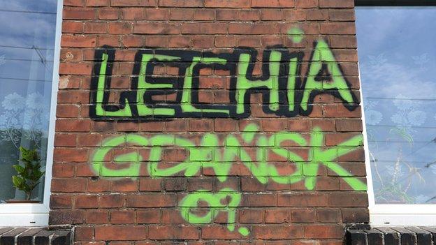 Graffitti in supprt of Polish club Lechia Gdansk