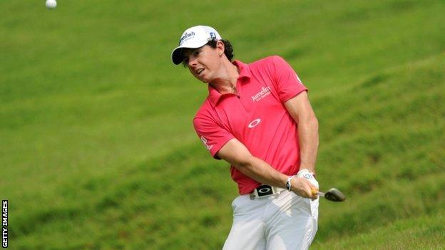 Rory McIlroy playing at the Singapore Open