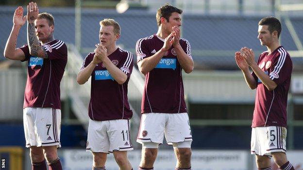 Hearts players applaud fans after 1-1 draw with Inverness Caledonian Thistle
