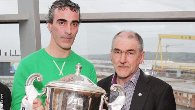 Donegal boss Jim McGuinness and Mickey Harte
