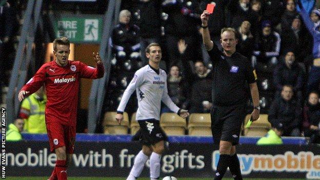 Cardiff's Craig Noone is sent off