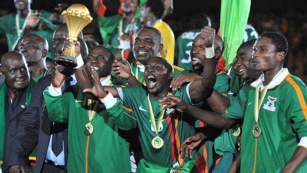 Zambia celebrate winning the 2012 Africa Cup of Nations