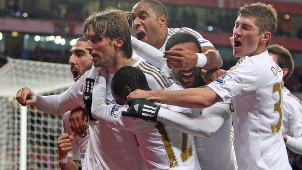 Swansea City celebrate