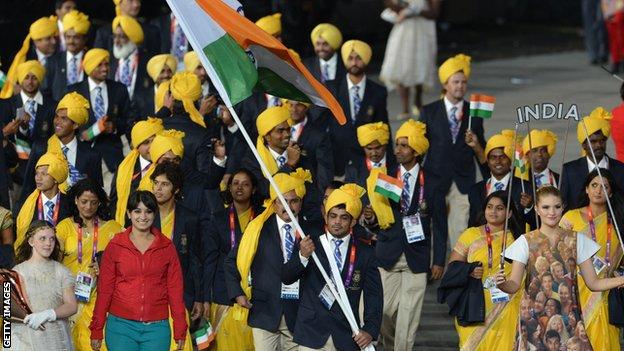 India's team at the London 2012 opening ceremony