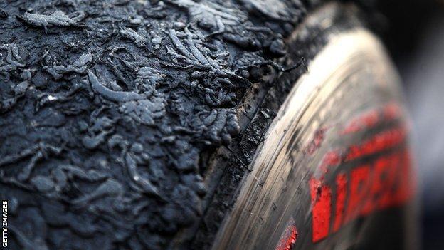 Tyre sporting burned rubber