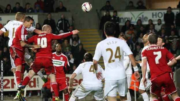 Seb Hines heads into his own net to give Swansea City victory