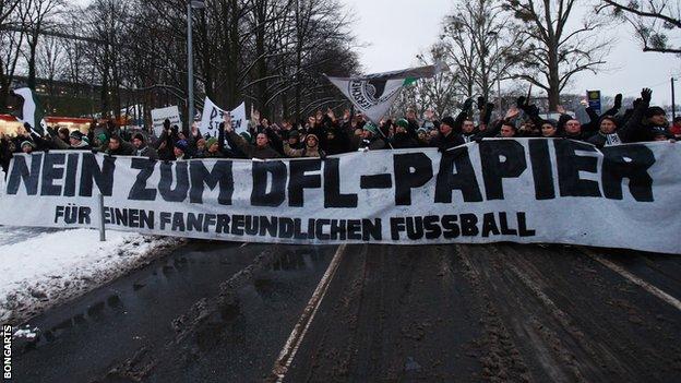 German football fans protest against planned security restrictions