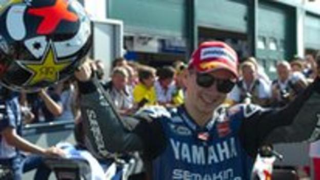 Jorge Lorenzo after winning the 2012 San Marino MotoGP at Misano