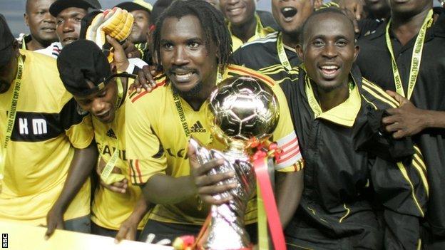 Uganda Cranes with the Cecafa Cup