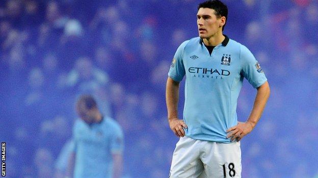 Manchester City midfielder Gareth Barry after the 3-2 defeat to Manchester United