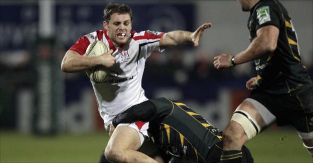 Ulster centre Darren Cave tries to evade a Northampton tackle