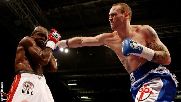 George Groves (right) lands a punch on Glencoffe Johnson