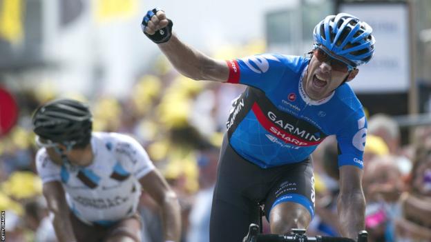 David Millar celebrates winning stage 12 of the 2012 Tour de France