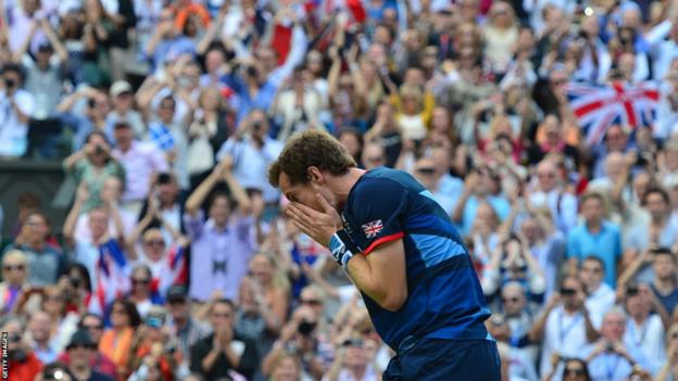 Andy Murray beats Roger Federer to win gold in the men's singles of the 2012 Olympics in London
