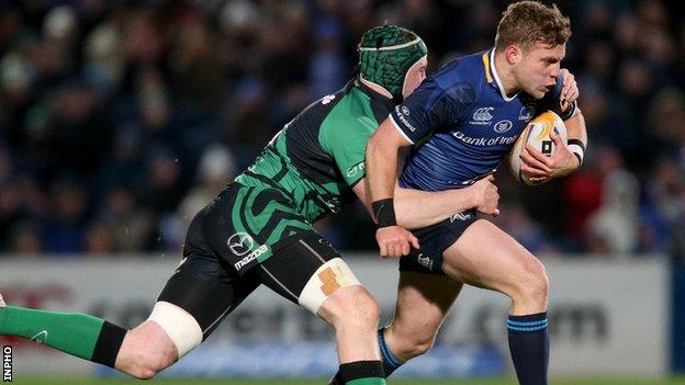 Connacht's Eoin McKeon tackles Ian Madigan at the RDS
