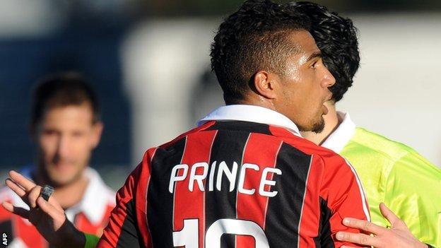 Kevin-Prince Boateng in the match against Pro Patria