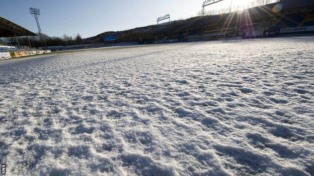 Frozen football pitch