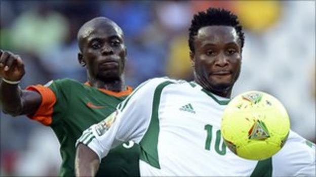 Nigeria's Mikel Obi in action against Burkina Faso