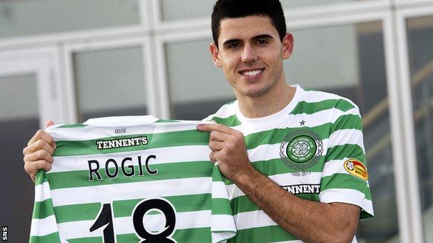 Celtic's new midfielder Tom Rogic arrived from Australia