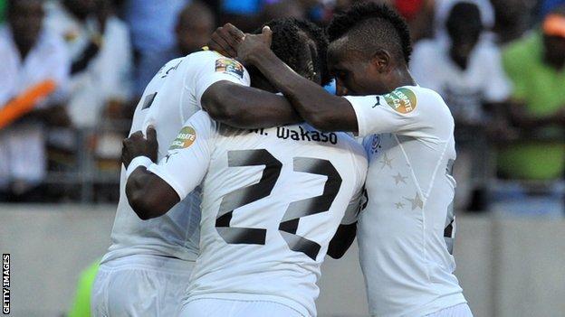 Ghana celebrate their goal against Cape Verde
