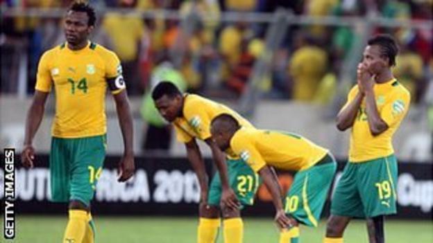 South Africa's players react to losing on penalties