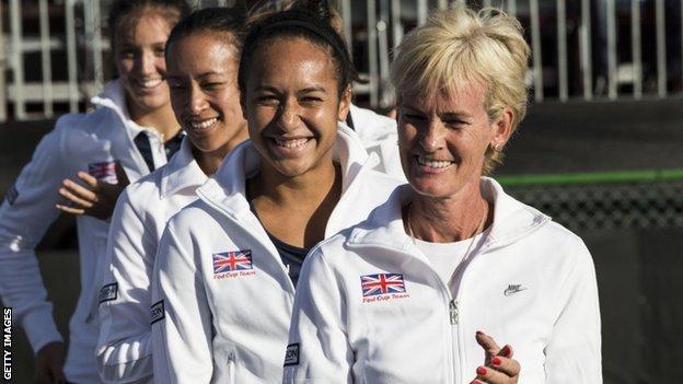 Judy Murray with members of her GB Fed Cup team