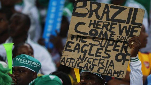 A Nigerian fan at Sunday's Africa Cup of Nations final in Johannesburg