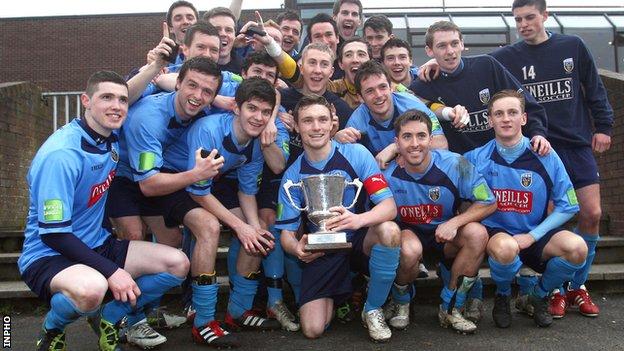 UCD celebrate their Collingwood Cup triumph last year