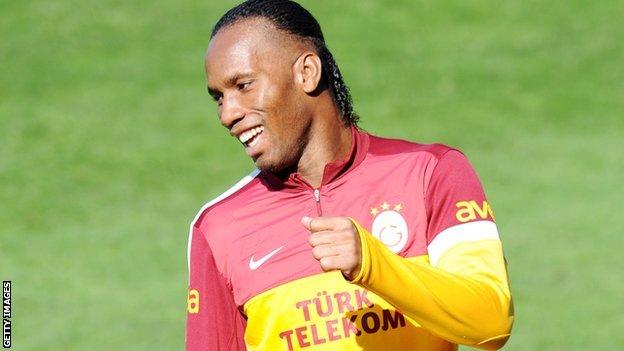 Didier Drogba training for his new side Galatasaray